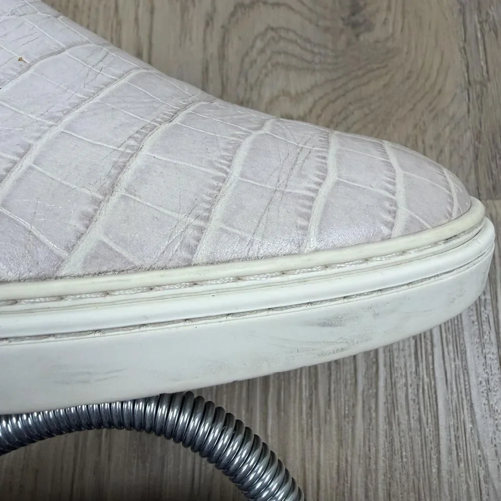 Jimmy Choo Shoes Mens Size 42 Beige Leather Croc Embossed Slip On Designer